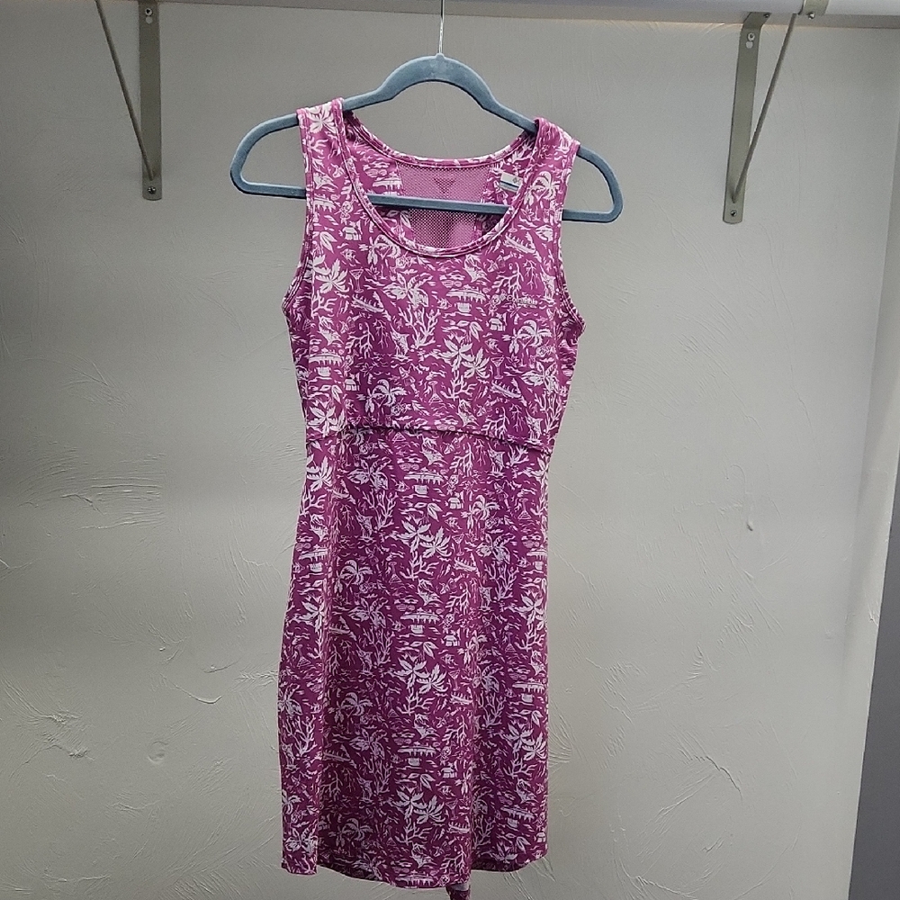 Womens PGF Fuschia Tropical Print Tank Dress Size S/P